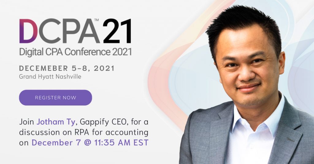 Digital CPA Conference 2021 social media tile showcasing Gappify's CEO, Jotham Ty,